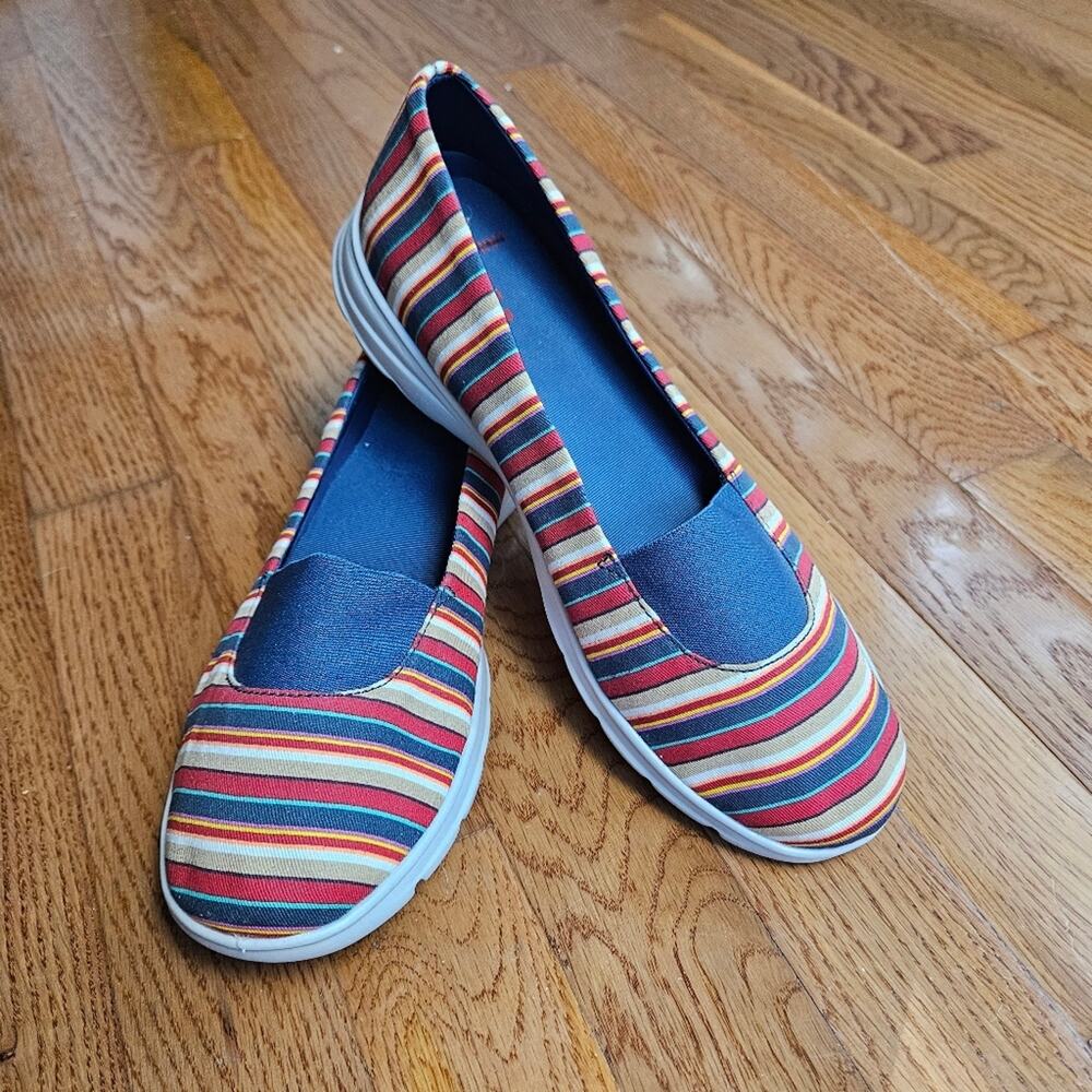 Lands' End Women's Gatas Canvas Multicolor Striped Casual Slip-on Shoes Size 8B